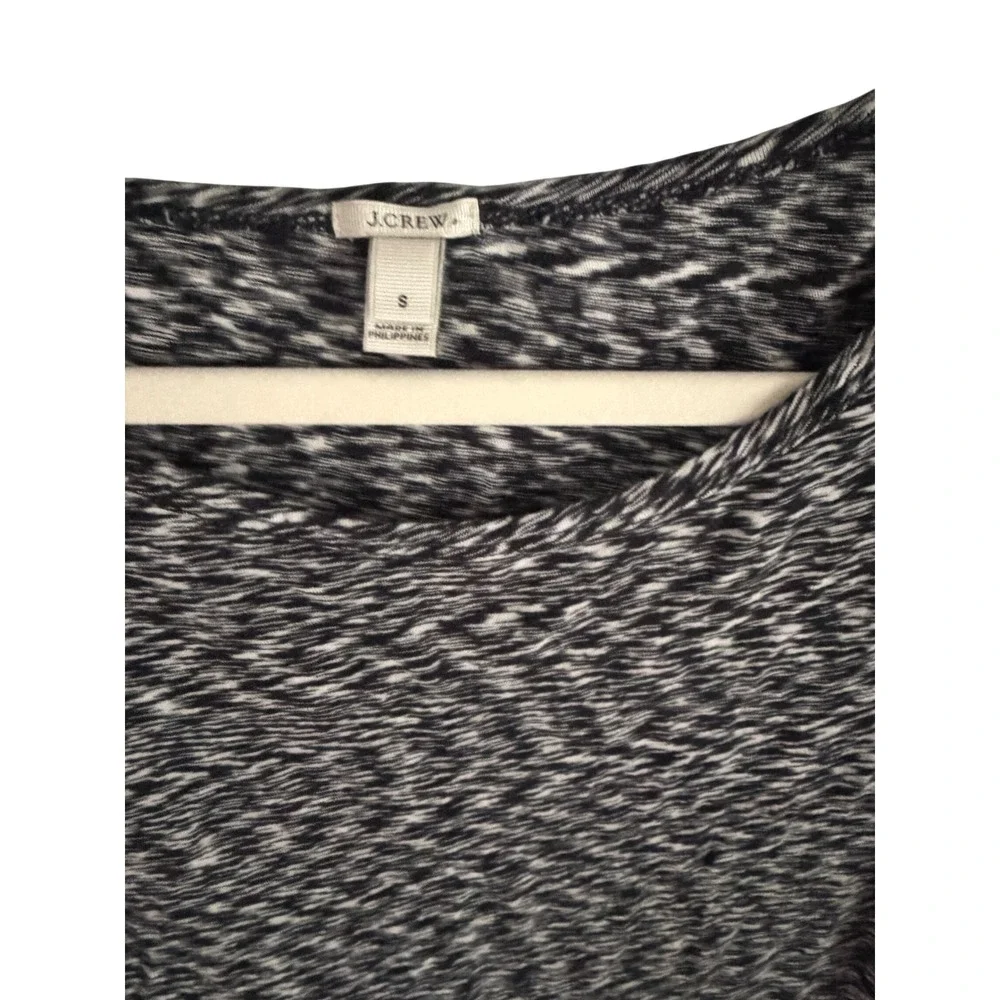 J.Crew Womens Space Dye Scoop Neck Short Sleeve T-Shirt Black White Size S